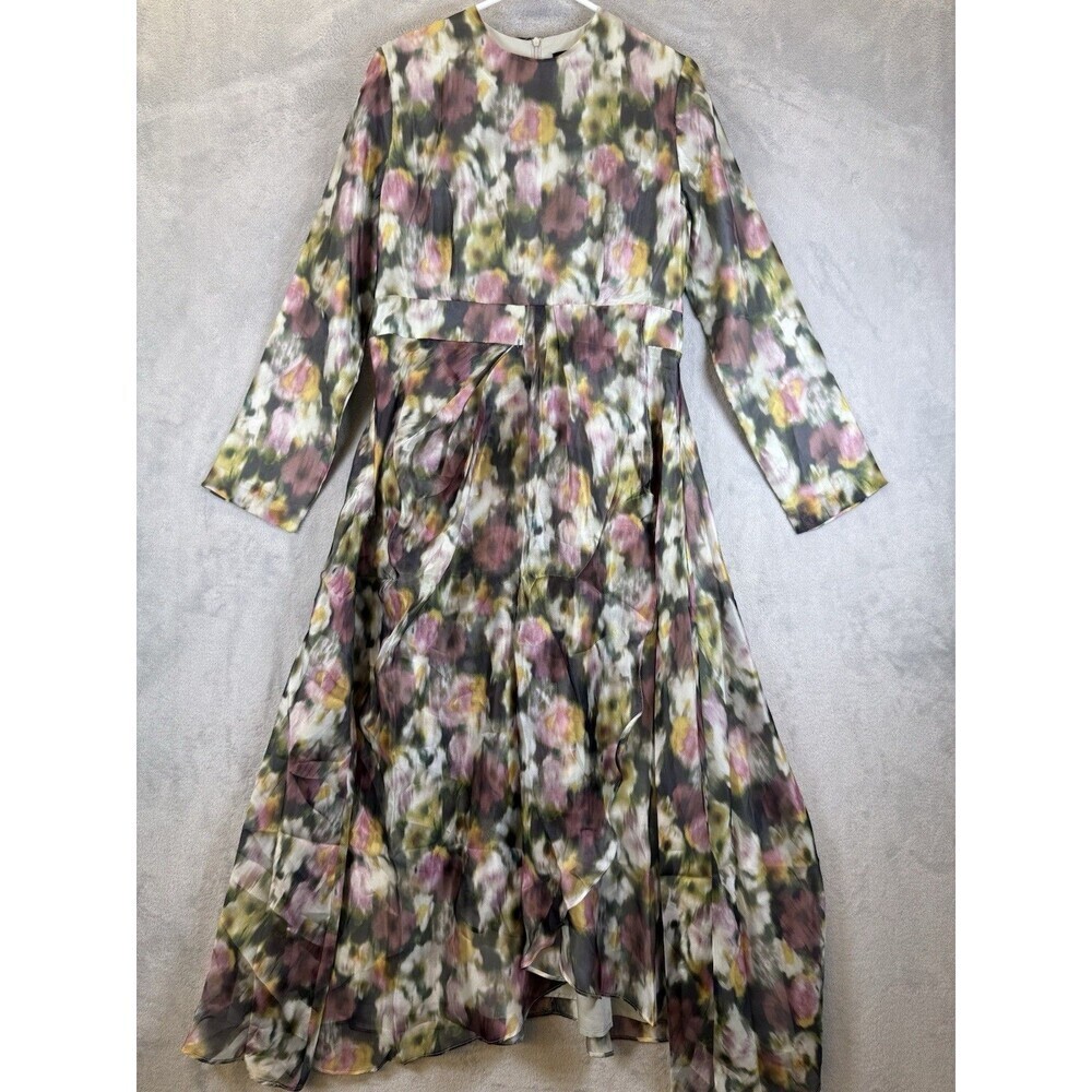 New Spring Dress Large Floral Long Sleeve Modest Maxi Midi Feminine